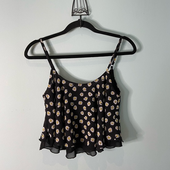 Sans Souci Black Crop Top with Daisies, M - Picture 8 of 9